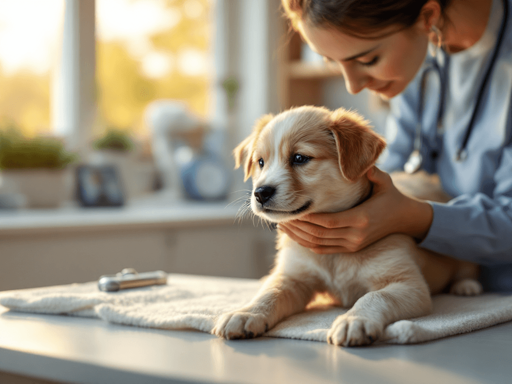 Première visite d'un chiot chez le vétérinaire